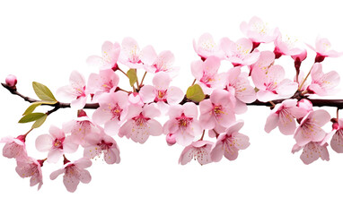 Pink Cherry Blossoms Bursting in Full Bloom Isolated on Transparent Background PNG.