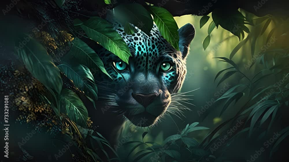 Wall mural leopard hiding in the forest. created with generative ai.
