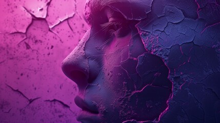 Broken Man on Purple Background