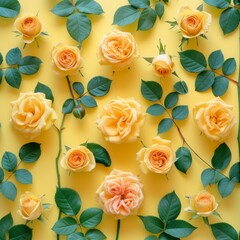 Yellow Rose Flowers on Top View