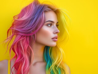 Fototapeta premium Woman with Rainbow Hair