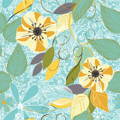 Floral Pattern Abstract Blooms Geometry in Petals.
