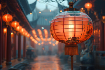 Chinese New Year Concept, Red lanterns hung in various places It is a symbol of prosperity, according to Chinese beliefs
