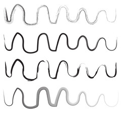 Hand drawn doodle brush lines. Vintage hand drawn underline border elements, pencil sketch stroke decoration.