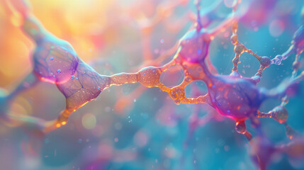 Organic scene of a kind of colorful neuronal connection - obrazy, fototapety, plakaty