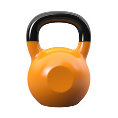 Orange kettlebell isolated on transparent background, png