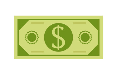 One money dollar banknote cupure isolated concept. Vector flat graphic design cartoon illustration