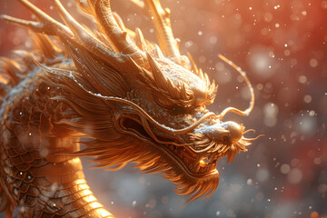Chinese New Year Concept, The golden dragon is a symbol of good luck and prosperity for the Chinese people