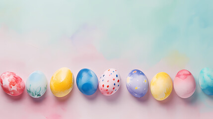 Fototapeta na wymiar Easter background, many colorful Easter eggs