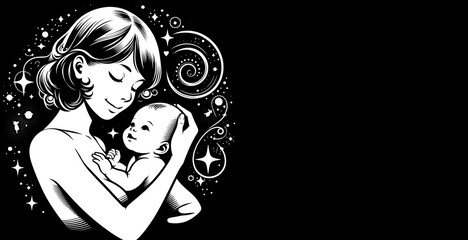 Fototapeta premium Mother cares her baby