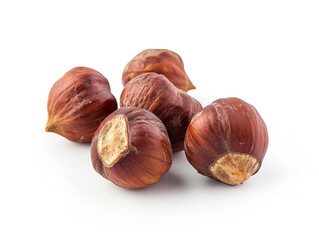 Fototapeta premium Hazelnuts are isolated on a white background in a minimalist style. Studio photography.