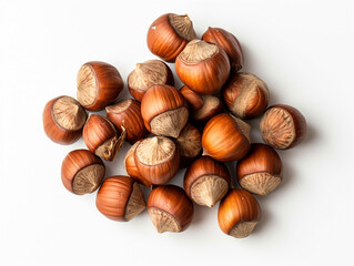 Obraz premium Hazelnuts are isolated on a white background in a minimalist style. Studio photography.