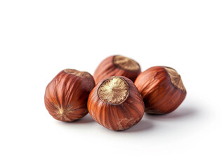 Obraz premium Hazelnuts are isolated on a white background in a minimalist style. Studio photography.