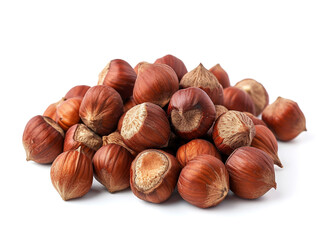 Fototapeta premium Hazelnuts are isolated on a white background in a minimalist style. Studio photography.