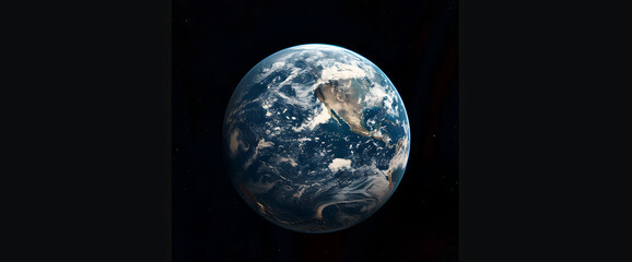 a blue earth seen from space and with a bright light 