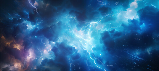 a blue thunderstorm with lightning bolts and lightnin