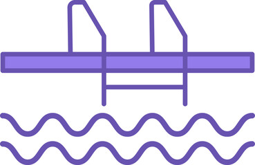 Colored Pool Icon. Vector Icon of Swimming Pool with Ladder and Water. Travel and Vacation Concept