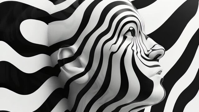 Black and white zebra face. 3d render illustration. Square shape.