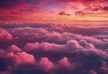 Papier Peint photo Lavable Violet Background of colorful sky concept Dramatic sunset with twilight color sky and clouds View from Plane