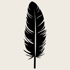 Feather black silhouette. Hand sketching feather icons and vector illustration
