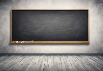 Blank wide screen Real chalkboard background texture in college concept for back to school concept with copy space