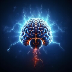Electrifying Human Brain Concept with Lightning Illustration