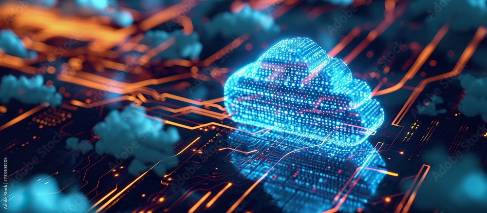 Poster cloud and edge computing technology concept and smart city, innovative technology background. global
