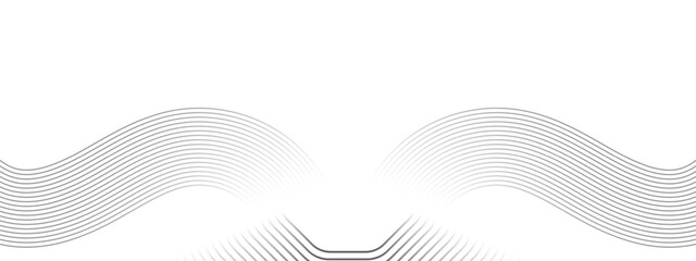 Abstract waving black circles flowing lines technology white background. glowing lines shiny geometric shape, and technology concept, for brochure, cover, poster, banner, website, header