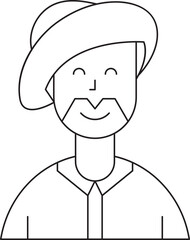 Beard Man Avatar Thin Line Illustration
