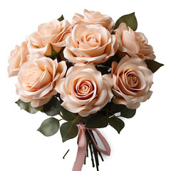 Bouquet of roses on transparent background.