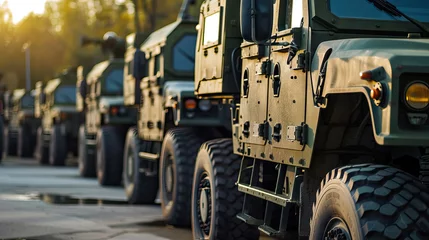Fotobehang convoy of armored military vehicle airmobile brigade - AI Generated © Curva Design