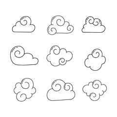 Cloud doodle line vector illustration