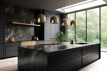 Dark luxury kitchen interior