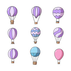 Hot air balloon hand drawn vector illustration