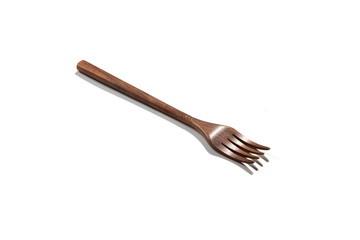 cutlery made of wood in white background
