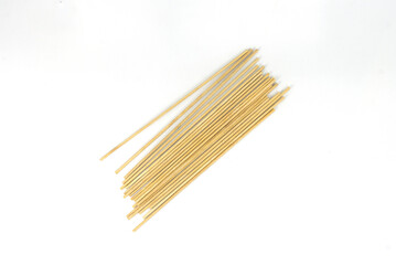 Top view of wooden skewers