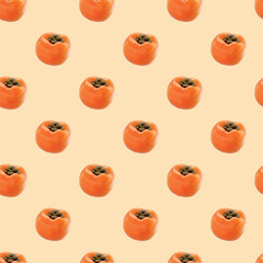 Persimmon Fruits Seamless Vector Pattern Design