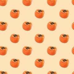 Persimmon Fruits Seamless Vector Pattern Design