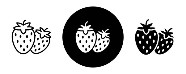 Strawberry outline icon collection or set. Strawberry Thin vector line art