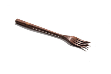 cutlery made of wood in white background