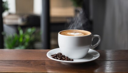 Obraz premium A cup of coffee with a heart in the foam