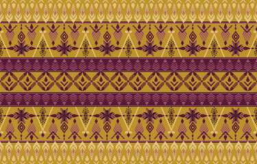 Geometric ethnic flower pattern embroidery style design for background, carpet,wallpaper,clothing,batik,fabric,quilt,Vector,illustration