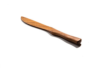cutlery made of wood in white background