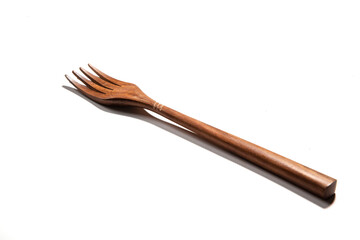 cutlery made of wood in white background