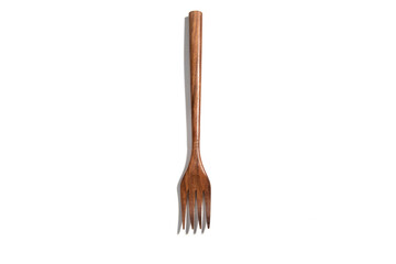 cutlery made of wood in white background