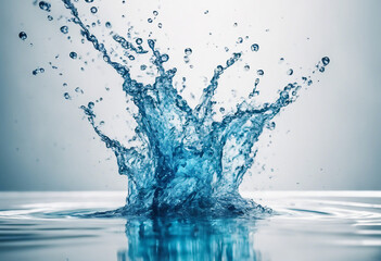 Sparks of blue water on a white background