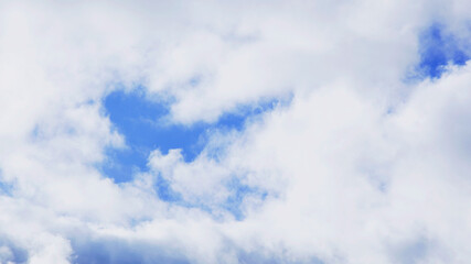 Beautiful large clouds in the sky in spring