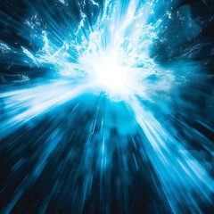 an abstract blue burst light effect in - obrazy, fototapety, plakaty