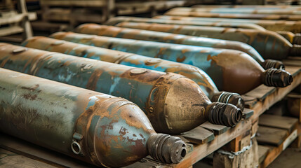 bombs, representing the dangerous materials that EOD technicians work to neutralize - AI Generated