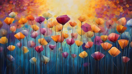 Fotobehang field of tulips © Muhammad